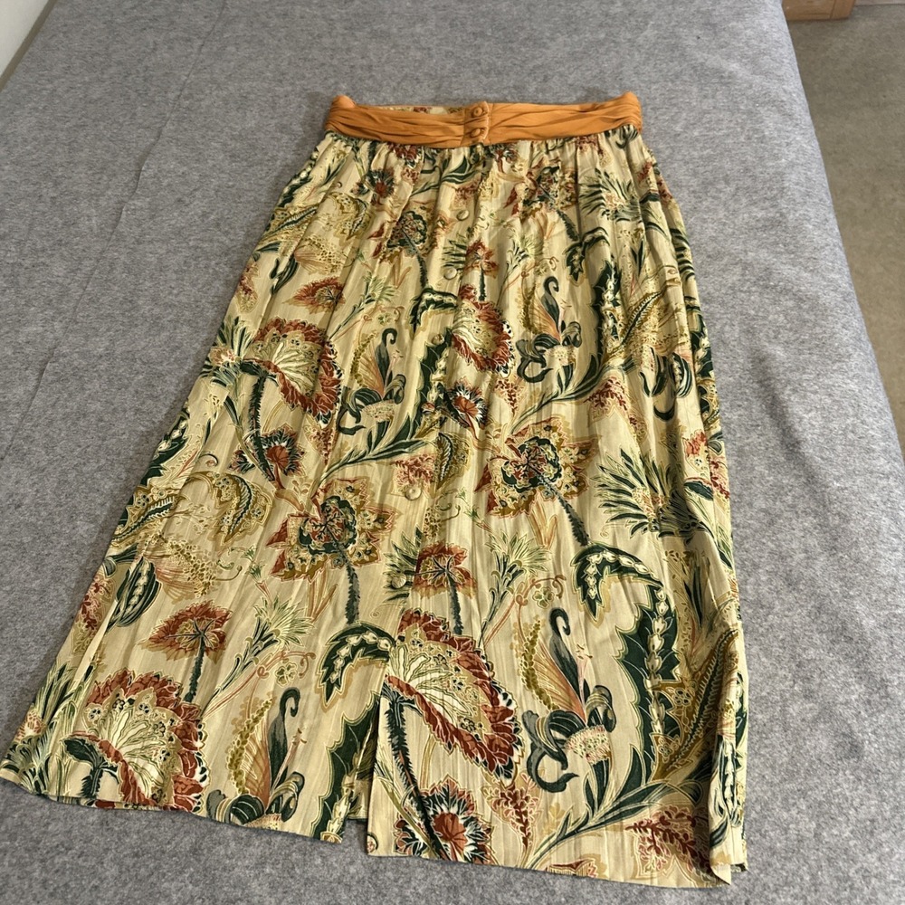 COMPONIX Vintage Floral Maxi Skirt Buttons  Boho Sz  14 Cottagecore  Made USA